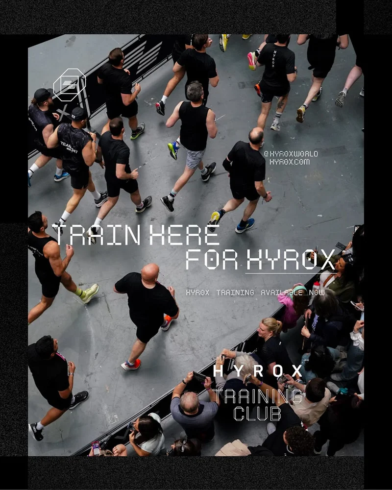 HYROX campaign artwork: Train here for HYROX, official HYROX Training Club